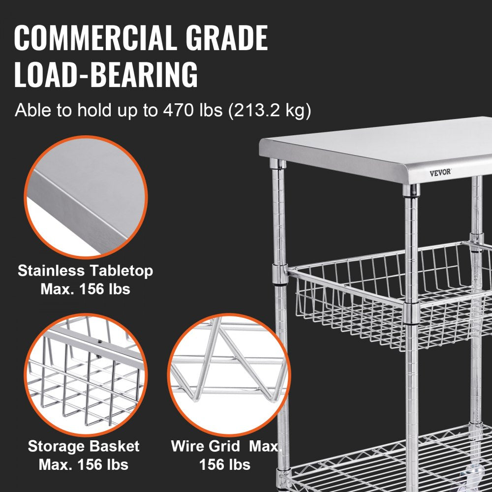 ODDTOOLS 3-Tier Utility Cart Rolling Cart on Wheels 24