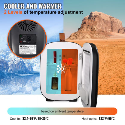 ODDTOOLSVevor Mini Fridge, 4 Liter/6 Can Small Refrigerator for Beverage Skincare & Cosmetic, AC/DC Cooler & Warmer, Mute Portable Tiny Fridge for Bedroom Office Dorm Desk Car Travel, ETL Certified, Black