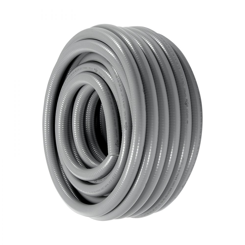 ODDTOOLS 1-Inch Flexible Electrical Conduit, 100 ft, PVC Liquid-Tight Conduit Non-Metallic with 5 Straight and 5 90-Degree Conduit Connector Fittings, for Air Conditioning Motor Controller Pump, IP65