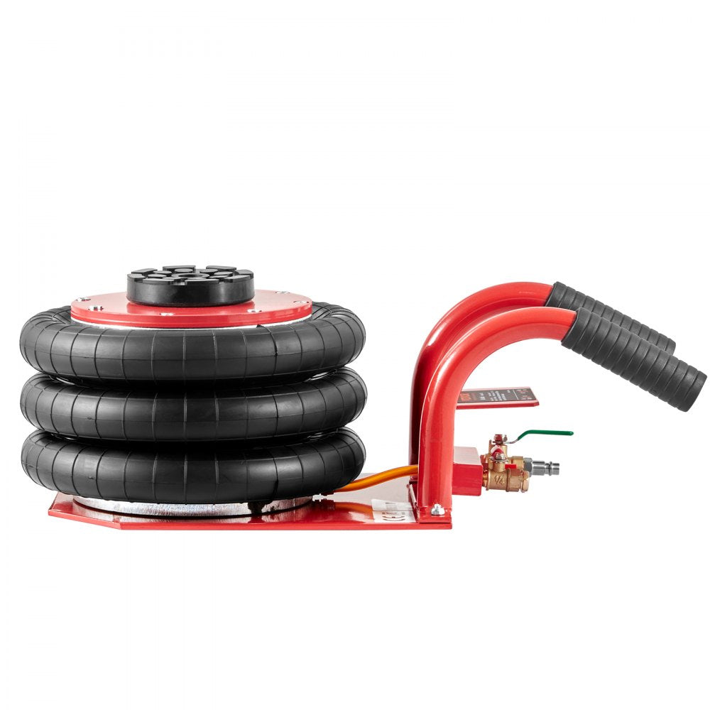 ODDTOOLS Air Jack, 3 Ton/6600 lbs Triple Bag Air Jack, Airbag Jack with Six Steel Pipes, Lift up to 17.7 inch/450 mm, 3-5 s Fast Lifting Pneumatic Jack, with Side Handles for Car, Garage, Repair (Red)