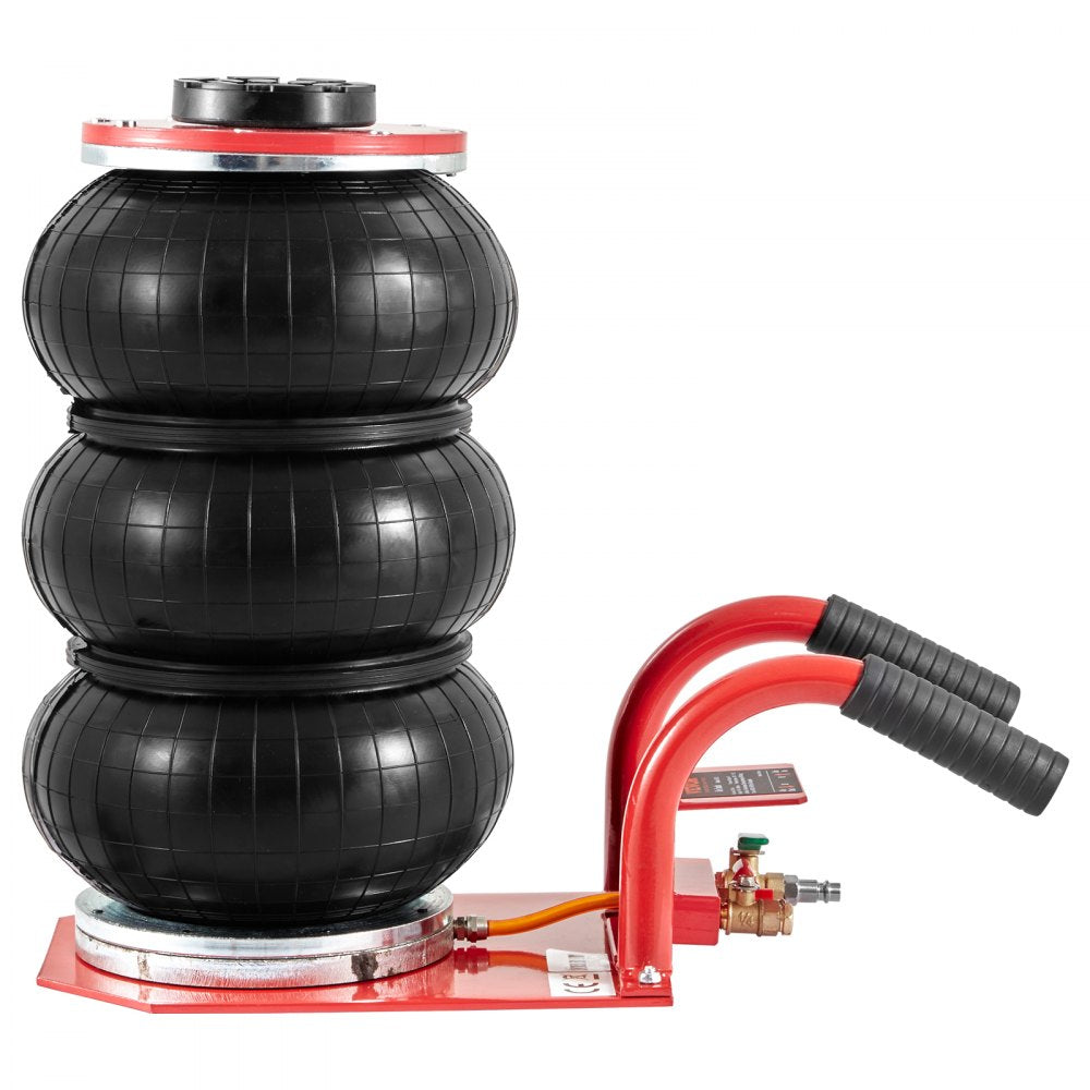 ODDTOOLS Air Jack, 3 Ton/6600 lbs Triple Bag Air Jack, Airbag Jack with Six Steel Pipes, Lift up to 17.7 inch/450 mm, 3-5 s Fast Lifting Pneumatic Jack, with Side Handles for Car, Garage, Repair (Red)