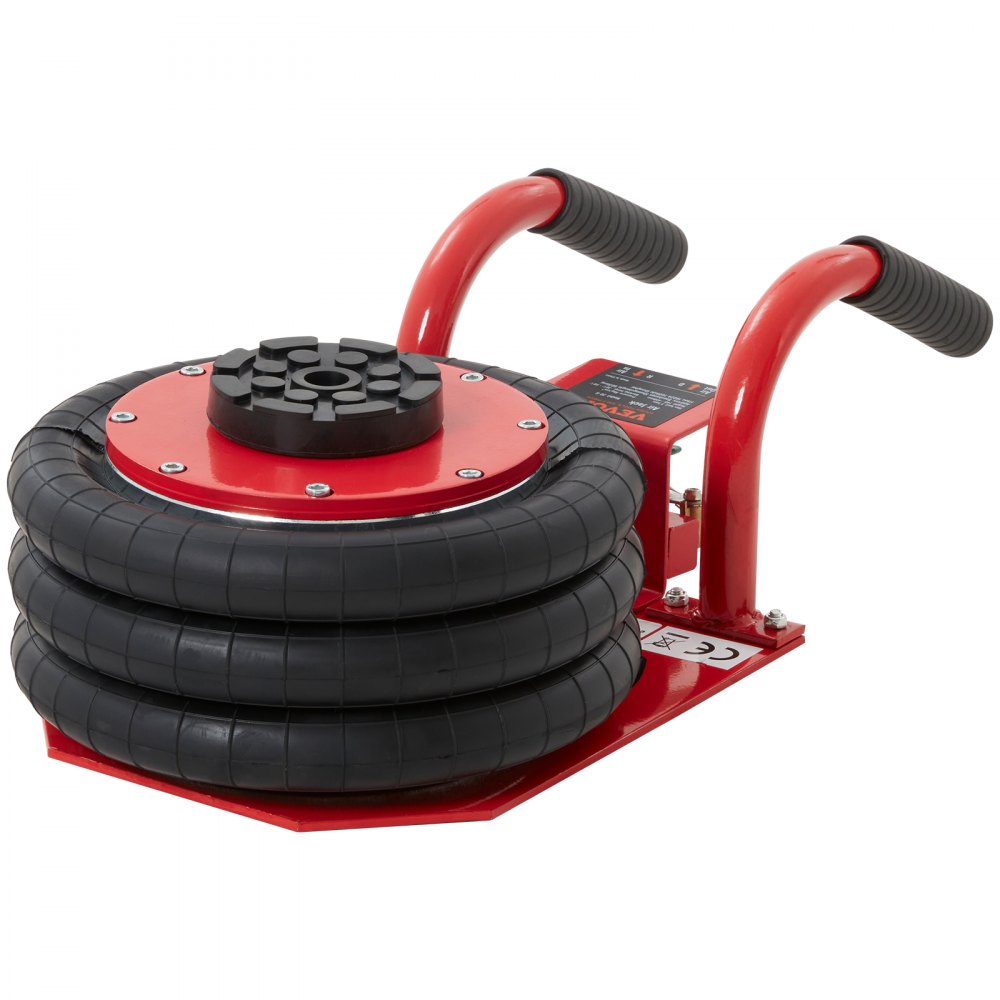 ODDTOOLS Air Jack, 3 Ton/6600 lbs Triple Bag Air Jack, Airbag Jack with Six Steel Pipes, Lift up to 17.7 inch/450 mm, 3-5 s Fast Lifting Pneumatic Jack, with Side Handles for Car, Garage, Repair (Red)