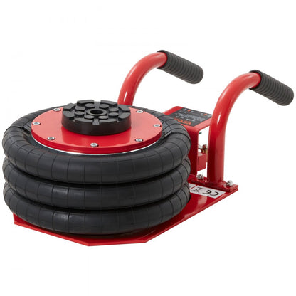 ODDTOOLS Air Jack, 3 Ton/6600 lbs Triple Bag Air Jack, Airbag Jack with Six Steel Pipes, Lift up to 17.7 inch/450 mm, 3-5 s Fast Lifting Pneumatic Jack, with Side Handles for Car, Garage, Repair (Red)
