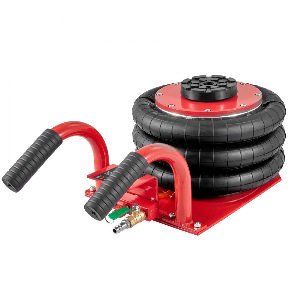 ODDTOOLS Air Jack, 3 Ton/6600 lbs Triple Bag Air Jack, Airbag Jack with Six Steel Pipes, Lift up to 17.7 inch/450 mm, 3-5 s Fast Lifting Pneumatic Jack, with Side Handles for Car, Garage, Repair (Red)