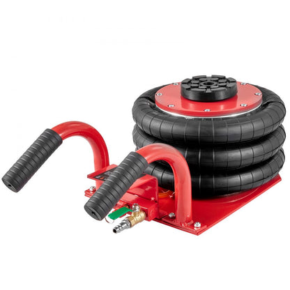 ODDTOOLS Air Jack, 3 Ton/6600 lbs Triple Bag Air Jack, Airbag Jack with Six Steel Pipes, Lift up to 17.7 inch/450 mm, 3-5 s Fast Lifting Pneumatic Jack, with Side Handles for Car, Garage, Repair (Red)