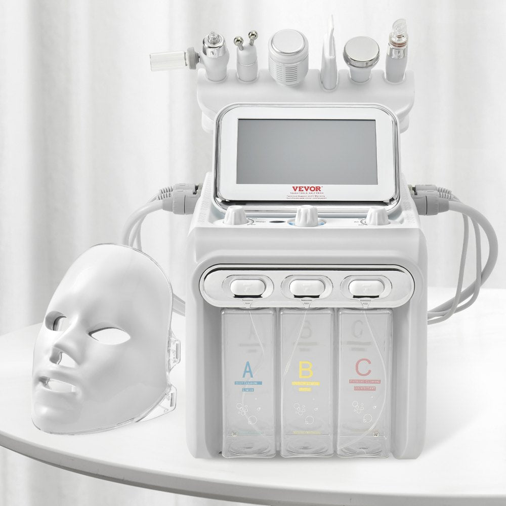 ODDTOOLS 7 in 1 Hydrogen Oxygen Facial Machine, Professional Hydrafacial Machine for Spa, Hydro Facial Cleansing Rejuvenation Machine with 7-inch LCD Screen, 6 Skincare Probes, 7-Color Light Beauty Mask
