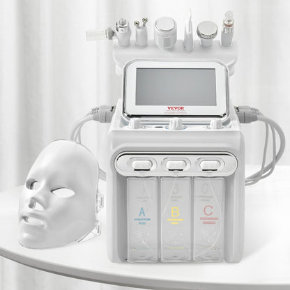 ODDTOOLS 7 in 1 Hydrogen Oxygen Facial Machine, Professional Hydrafacial Machine for Spa, Hydro Facial Cleansing Rejuvenation Machine with 7-inch LCD Screen, 6 Skincare Probes, 7-Color Light Beauty Mask