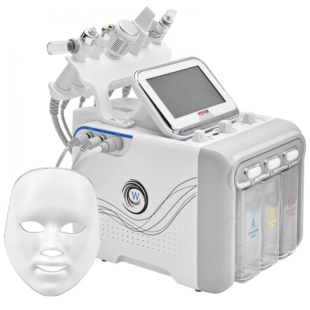 ODDTOOLS 7 in 1 Hydrogen Oxygen Facial Machine, Professional Hydrafacial Machine for Spa, Hydro Facial Cleansing Rejuvenation Machine with 7-inch LCD Screen, 6 Skincare Probes, 7-Color Light Beauty Mask