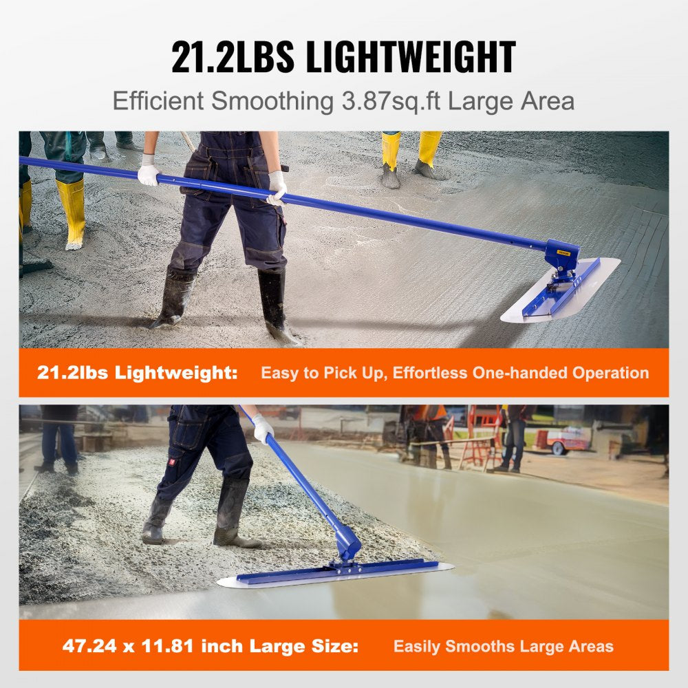 ODDTOOLS Bull Float Manganese Steel Concrete Float 47x11.8 in Concrete Float Tool Cement Tool Bull Concrete Kit Bull Pool Float Bull Float Handle Bull Float Bracket Concrete Tool Finishing Bull Float