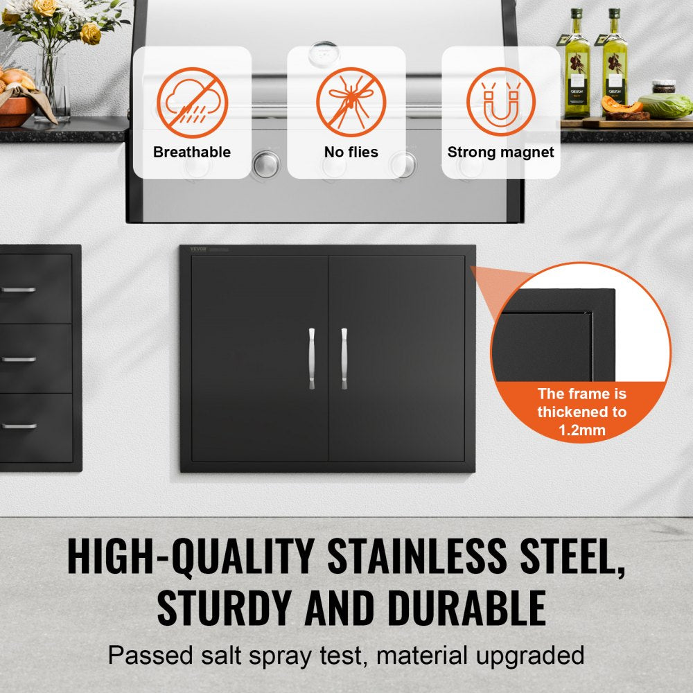 ODDTOOLS BBQ Access Door, 31W x 24H Inch Double Outdoor Kitchen Door, Cold Plate Flush Mount Door, Wall Vertical Door with Handles, for BBQ Island, Grilling Station, Outside Cabinet
