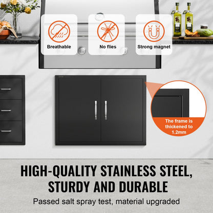 ODDTOOLS BBQ Access Door, 31W x 24H Inch Double Outdoor Kitchen Door, Cold Plate Flush Mount Door, Wall Vertical Door with Handles, for BBQ Island, Grilling Station, Outside Cabinet