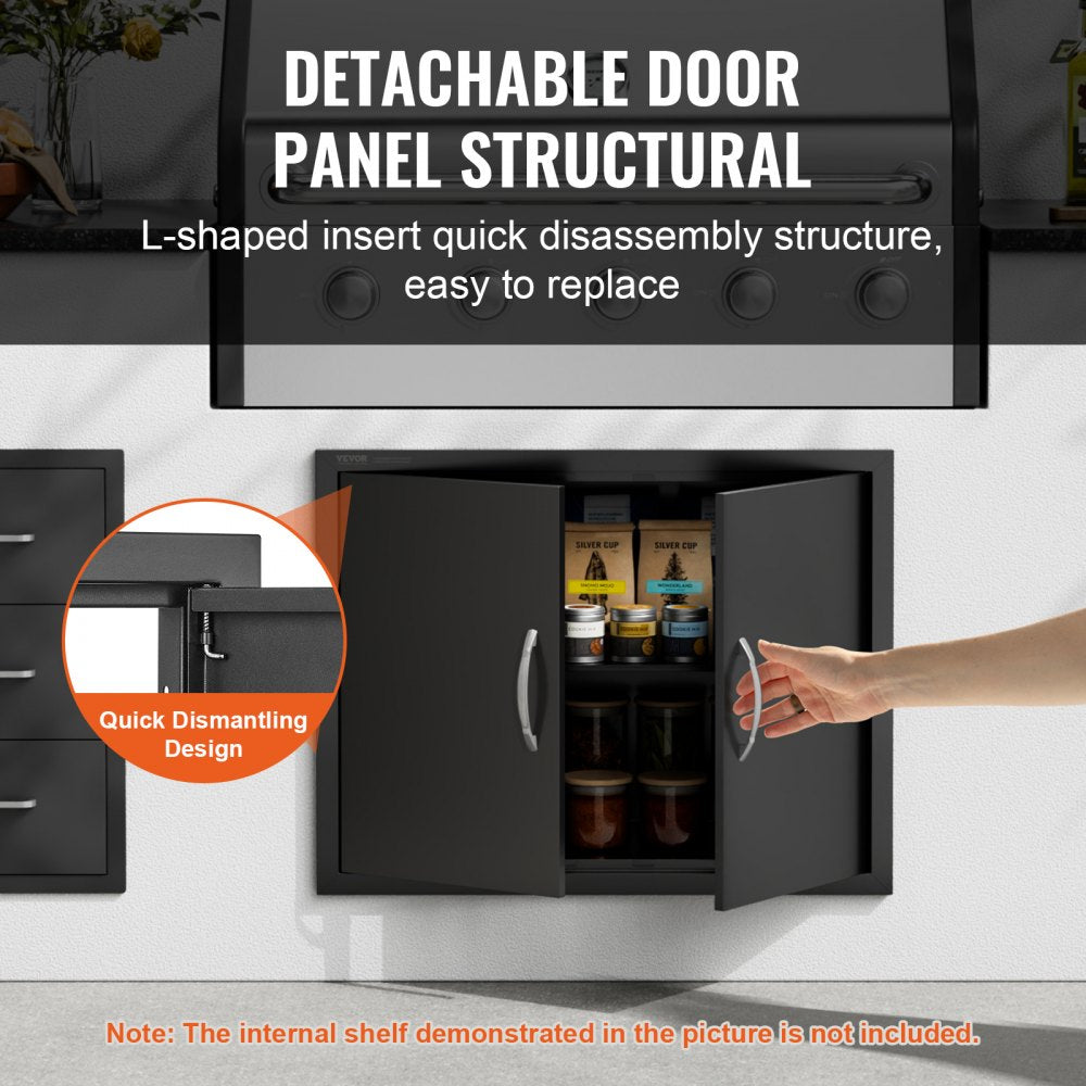 ODDTOOLS BBQ Access Door, 31W x 24H Inch Double Outdoor Kitchen Door, Cold Plate Flush Mount Door, Wall Vertical Door with Handles, for BBQ Island, Grilling Station, Outside Cabinet