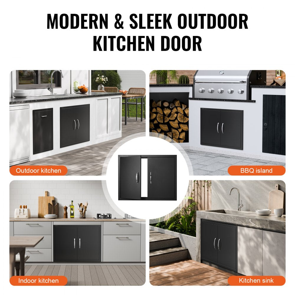 ODDTOOLS BBQ Access Door, 31W x 24H Inch Double Outdoor Kitchen Door, Cold Plate Flush Mount Door, Wall Vertical Door with Handles, for BBQ Island, Grilling Station, Outside Cabinet