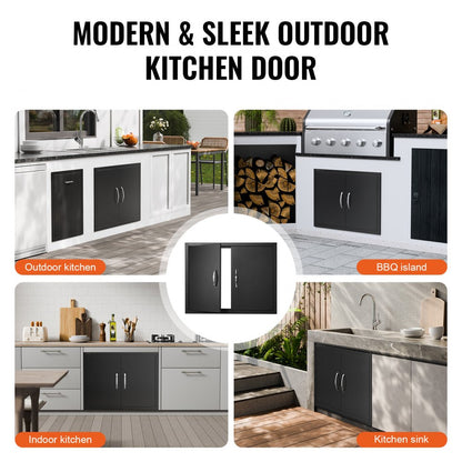 ODDTOOLS BBQ Access Door, 31W x 24H Inch Double Outdoor Kitchen Door, Cold Plate Flush Mount Door, Wall Vertical Door with Handles, for BBQ Island, Grilling Station, Outside Cabinet