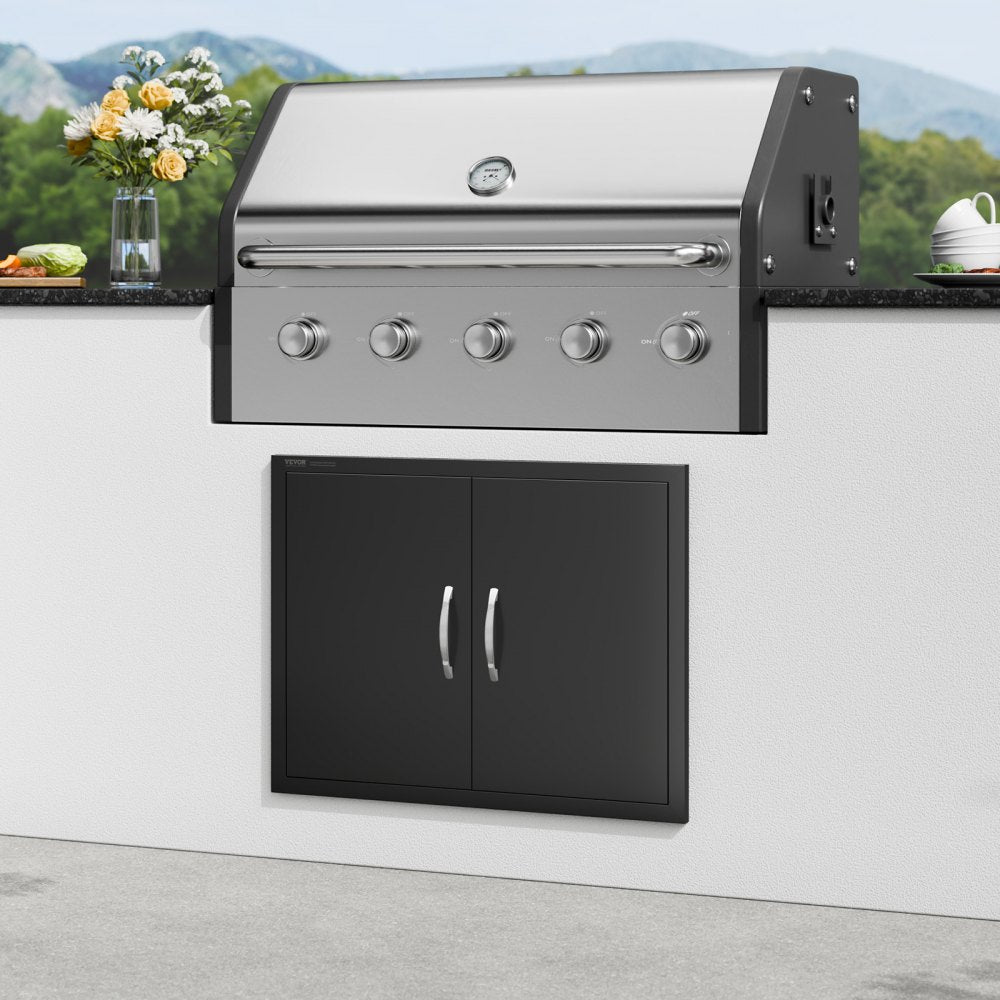 ODDTOOLS BBQ Access Door, 31W x 24H Inch Double Outdoor Kitchen Door, Cold Plate Flush Mount Door, Wall Vertical Door with Handles, for BBQ Island, Grilling Station, Outside Cabinet