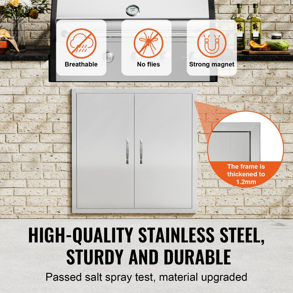 ODDTOOLS BBQ Access Door, 31W x 31H Inch Double Outdoor Kitchen Door, Stainless Steel Flush Mount Door, Wall Vertical Door with Handles, for BBQ Island, Grilling Station, Outside Cabinet