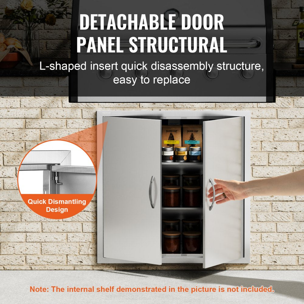 ODDTOOLS BBQ Access Door, 31W x 31H Inch Double Outdoor Kitchen Door, Stainless Steel Flush Mount Door, Wall Vertical Door with Handles, for BBQ Island, Grilling Station, Outside Cabinet