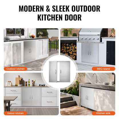 ODDTOOLS BBQ Access Door, 31W x 31H Inch Double Outdoor Kitchen Door, Stainless Steel Flush Mount Door, Wall Vertical Door with Handles, for BBQ Island, Grilling Station, Outside Cabinet