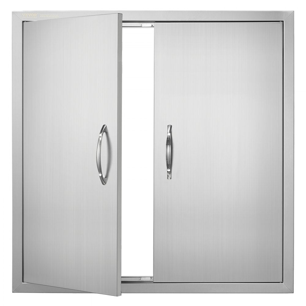 ODDTOOLS BBQ Access Door, 31W x 31H Inch Double Outdoor Kitchen Door, Stainless Steel Flush Mount Door, Wall Vertical Door with Handles, for BBQ Island, Grilling Station, Outside Cabinet