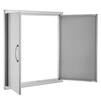 ODDTOOLS BBQ Access Door, 31W x 31H Inch Double Outdoor Kitchen Door, Stainless Steel Flush Mount Door, Wall Vertical Door with Handles, for BBQ Island, Grilling Station, Outside Cabinet