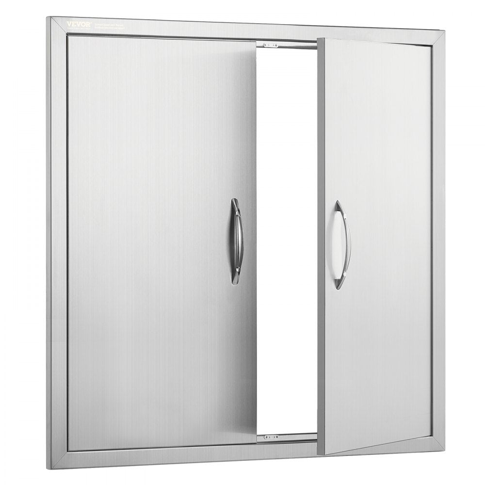 ODDTOOLS BBQ Access Door, 31W x 31H Inch Double Outdoor Kitchen Door, Stainless Steel Flush Mount Door, Wall Vertical Door with Handles, for BBQ Island, Grilling Station, Outside Cabinet