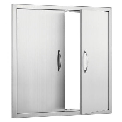 ODDTOOLS BBQ Access Door, 31W x 31H Inch Double Outdoor Kitchen Door, Stainless Steel Flush Mount Door, Wall Vertical Door with Handles, for BBQ Island, Grilling Station, Outside Cabinet