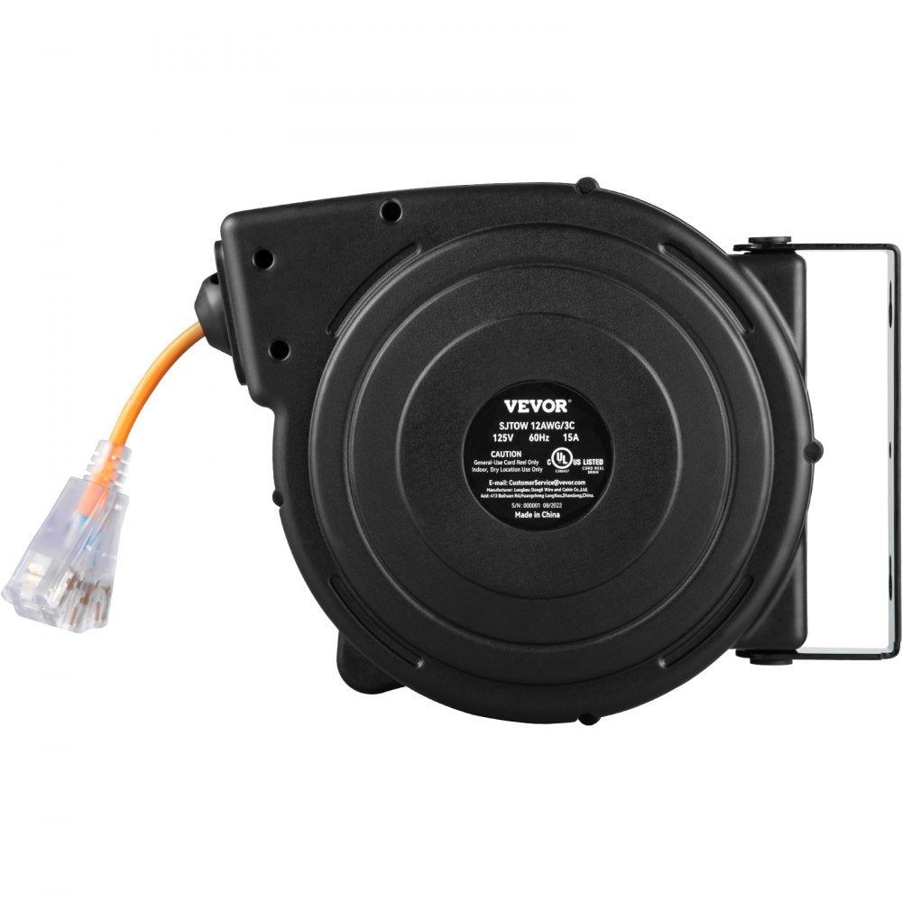 ODDTOOLS 50ft Retractable Extension Cord Reel 14AWG/3CSJTOW Power Cord Reel
