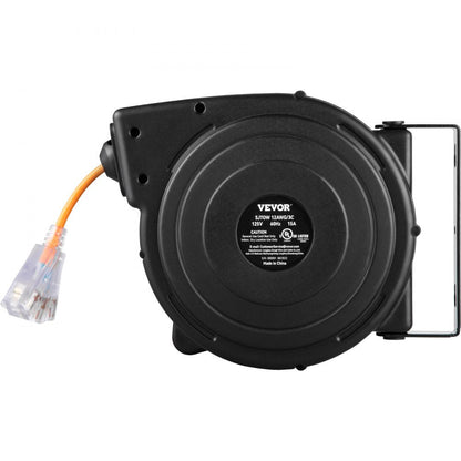 ODDTOOLS 50ft Retractable Extension Cord Reel 14AWG/3CSJTOW Power Cord Reel