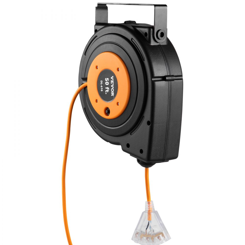 ODDTOOLS 50ft Retractable Extension Cord Reel 14AWG/3CSJTOW Power Cord Reel