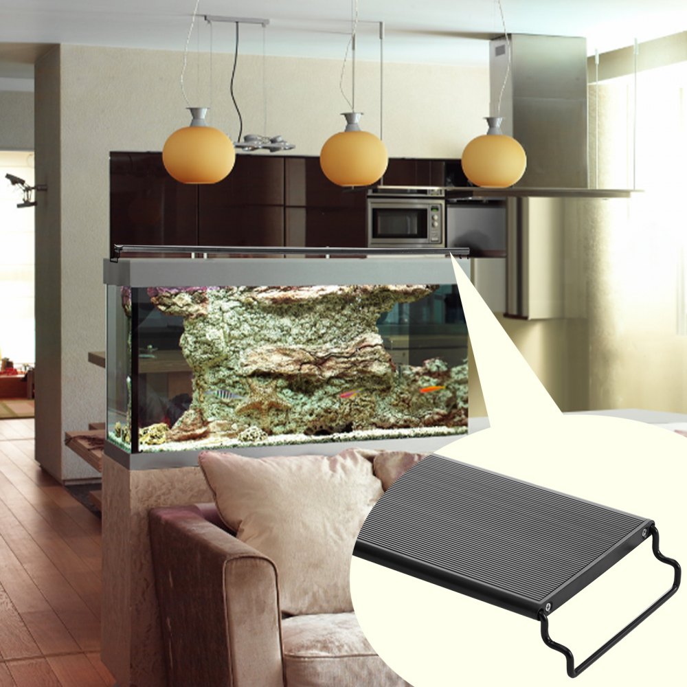 ODDTOOLS Aquarium Light with LCD Monitor, 18W Full Spectrum Fish Tank Light with 24/7 Natural Mode, Adjustable Brightness & Timer - Aluminum Alloy Shell Extendable Brackets for 18