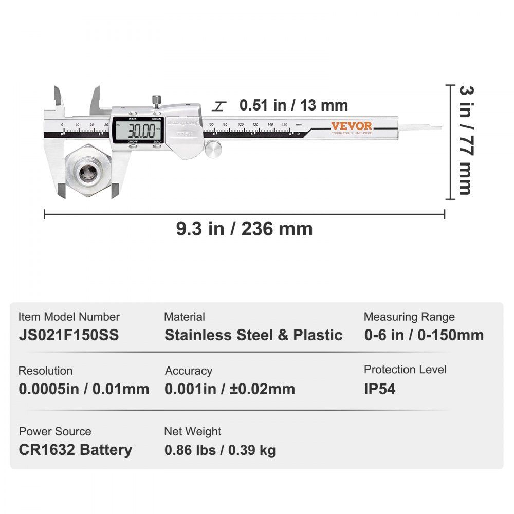 ODDTOOLS Digital Caliper, 0-6