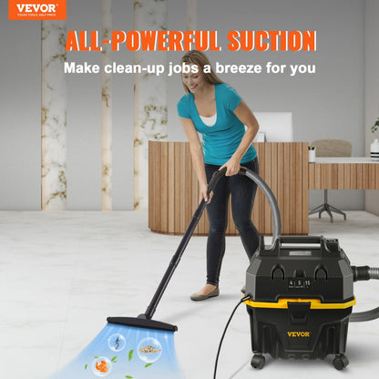 ODDTOOLS Wet Dry Vac, 4 Gallon, 5 Peak HP, 3 in 1 Shop Vacuum with Blowing Function Portable Attachments to Clean Floor, Upholstery, Gap, Car, ETL Listed, Black