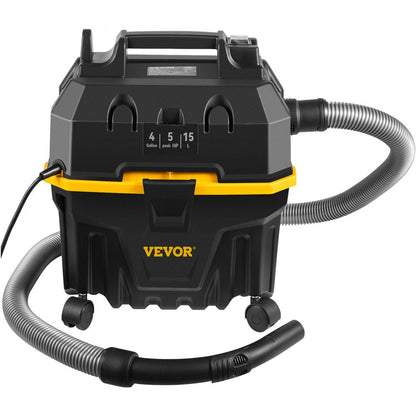 ODDTOOLS Wet Dry Vac, 4 Gallon, 5 Peak HP, 3 in 1 Shop Vacuum with Blowing Function Portable Attachments to Clean Floor, Upholstery, Gap, Car, ETL Listed, Black