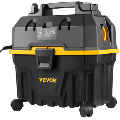 ODDTOOLS Wet Dry Vac, 4 Gallon, 5 Peak HP, 3 in 1 Shop Vacuum with Blowing Function Portable Attachments to Clean Floor, Upholstery, Gap, Car, ETL Listed, Black