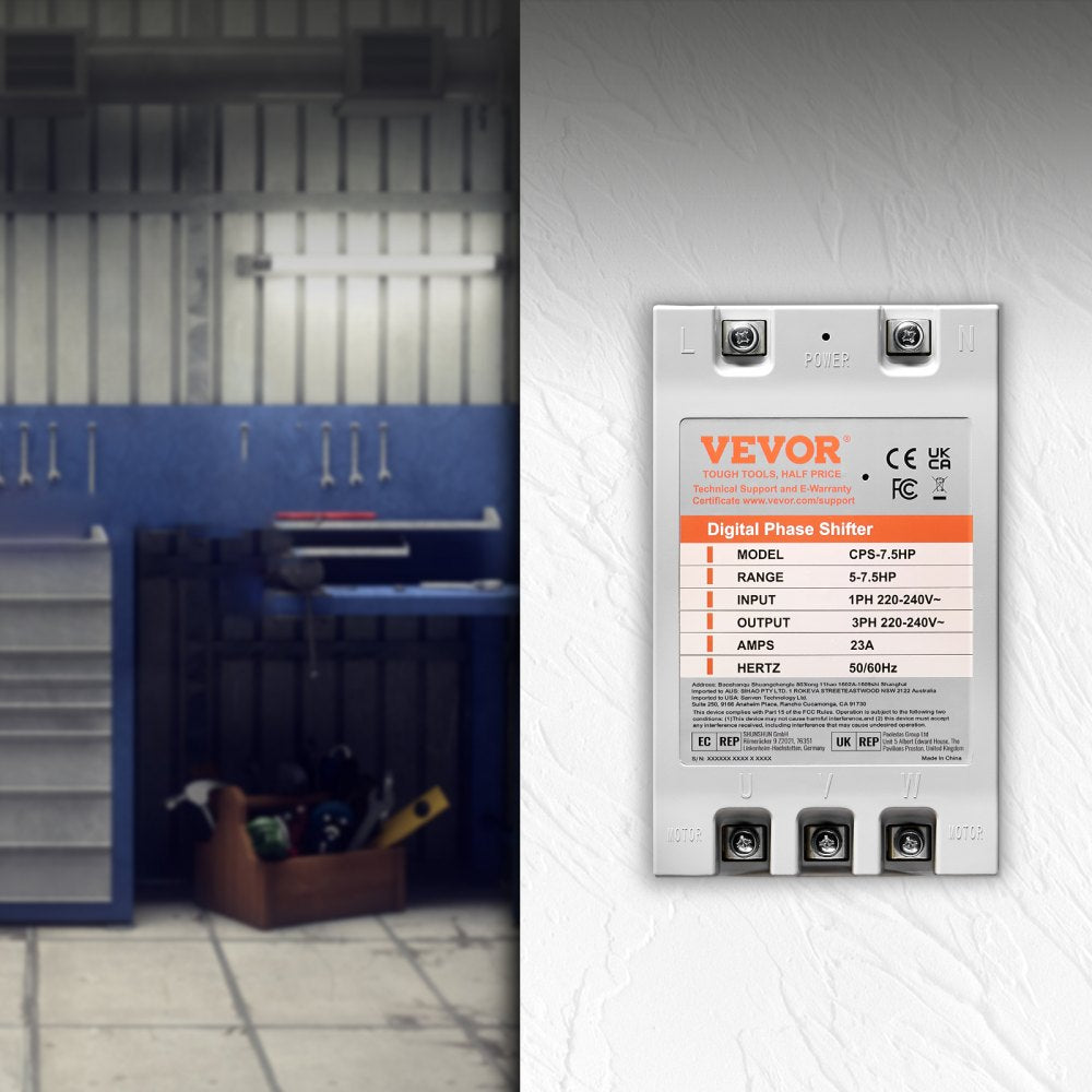 ODDTOOLS 3 Phase Converter- 7.5HP 23A 220V Single Phase to 3 Phase Converter, Digital Phase Shifter for Residential & Light Commercial Use, 220V-240V Input/Output (One Converter Must Be Used on One Motor Only)