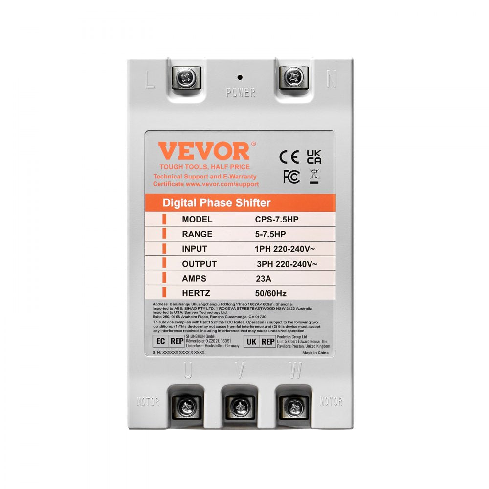 ODDTOOLS 3 Phase Converter- 7.5HP 23A 220V Single Phase to 3 Phase Converter, Digital Phase Shifter for Residential & Light Commercial Use, 220V-240V Input/Output (One Converter Must Be Used on One Motor Only)