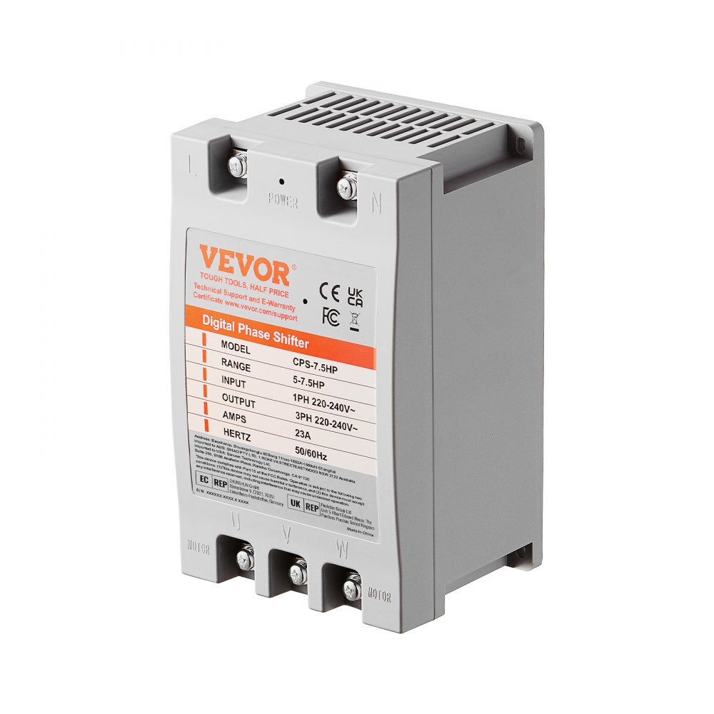 ODDTOOLS 3 Phase Converter- 7.5HP 23A 220V Single Phase to 3 Phase Converter, Digital Phase Shifter for Residential & Light Commercial Use, 220V-240V Input/Output (One Converter Must Be Used on One Motor Only)