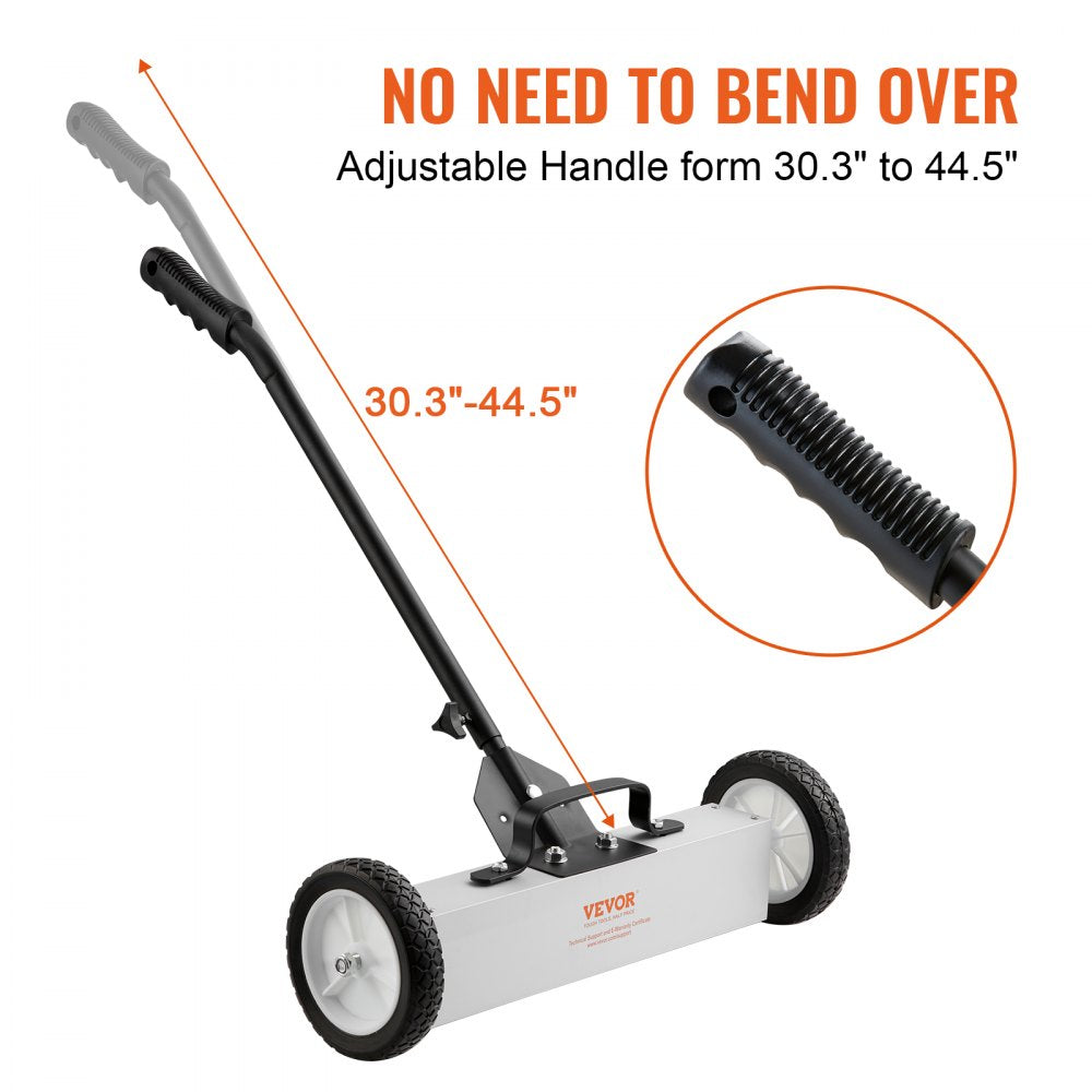 ODDTOOLS 45Lbs Rolling Magnetic Sweeper with Wheels, Push-Type Magnetic Pick Up Sweeper, 18-inch Large Magnet Pickup Lawn Sweeper,  Magnet with Telescoping Handle, Easy Cleanup of Workshop Garage Yard