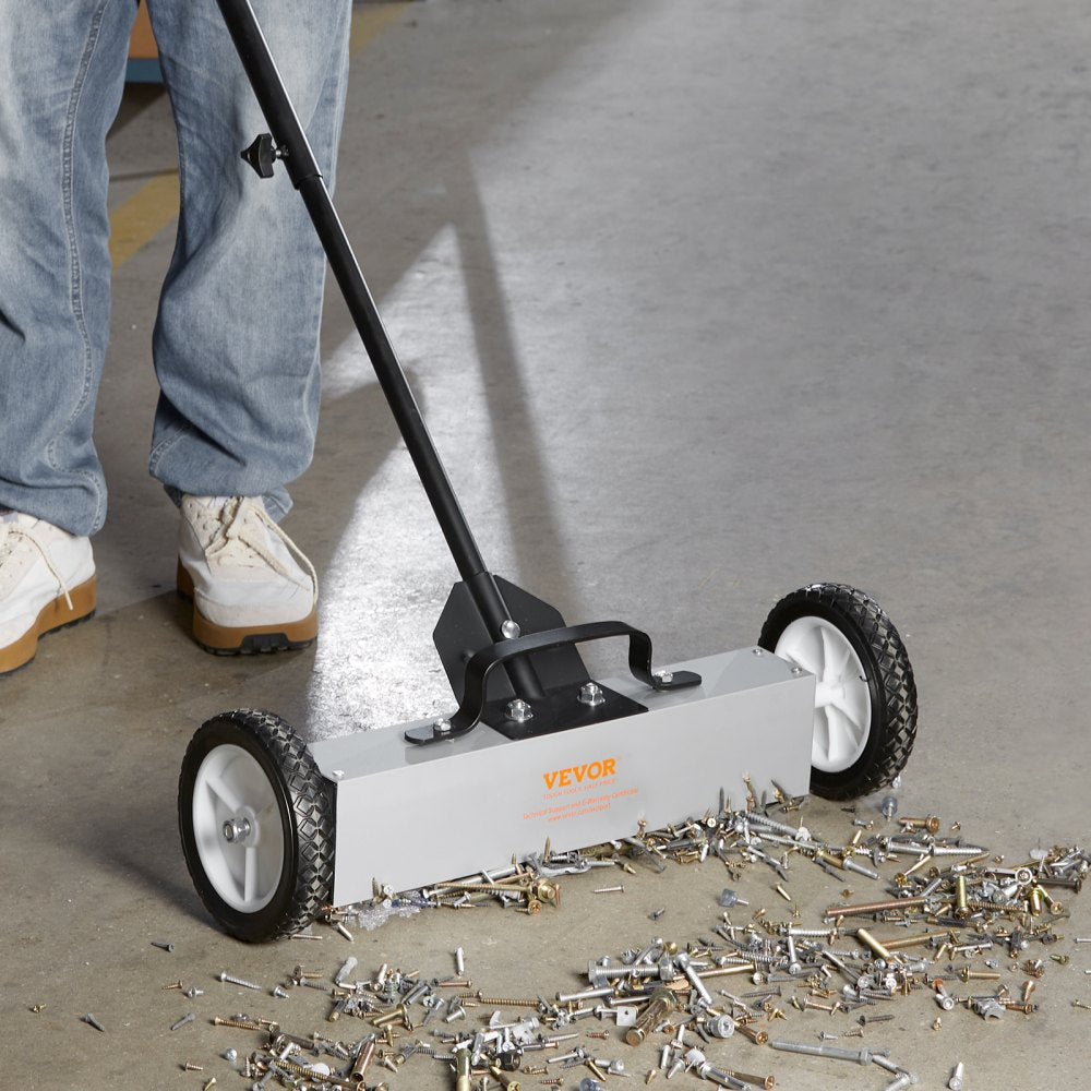 ODDTOOLS 45Lbs Rolling Magnetic Sweeper with Wheels, Push-Type Magnetic Pick Up Sweeper, 18-inch Large Magnet Pickup Lawn Sweeper,  Magnet with Telescoping Handle, Easy Cleanup of Workshop Garage Yard