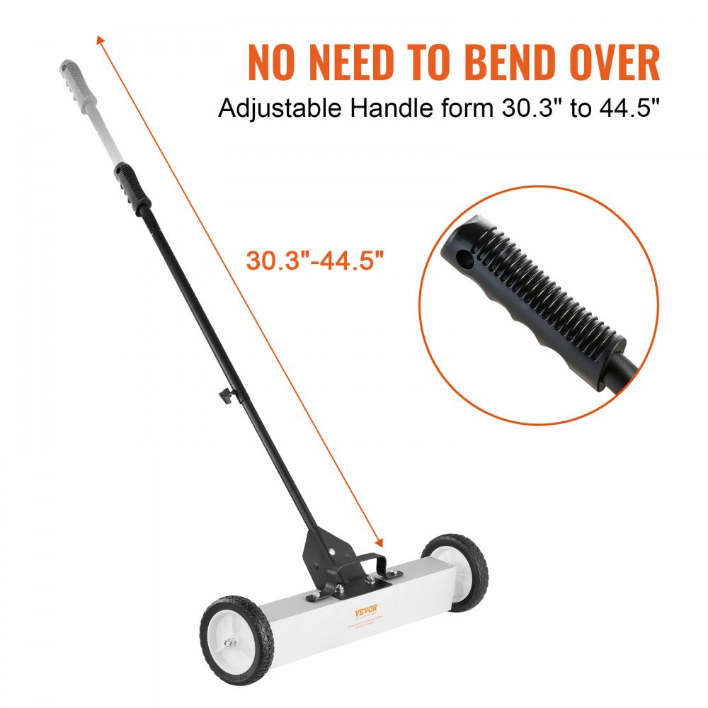 ODDTOOLS 50Lbs Rolling Magnetic Sweeper with Wheels, Push-Type Magnetic Pick Up Sweeper, 24-inch Large Magnet Pickup Lawn Sweeper with Telescoping Handle, Easy Cleanup of Workshop Garage Yard