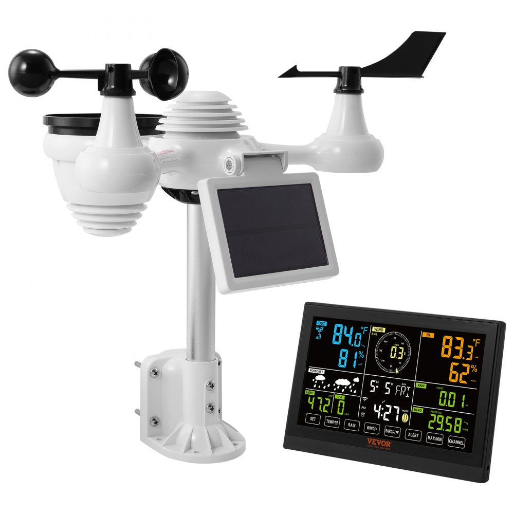 ODDTOOLS 7-in-1 Wi-Fi Weather Station, 7.5 in Color Display, Home Weather Station Indoor Outdoor, with Solar Wireless Outdoor Sensor  Alarm Alerts, for Temperature Humidity Wind Speed/Direction Rain