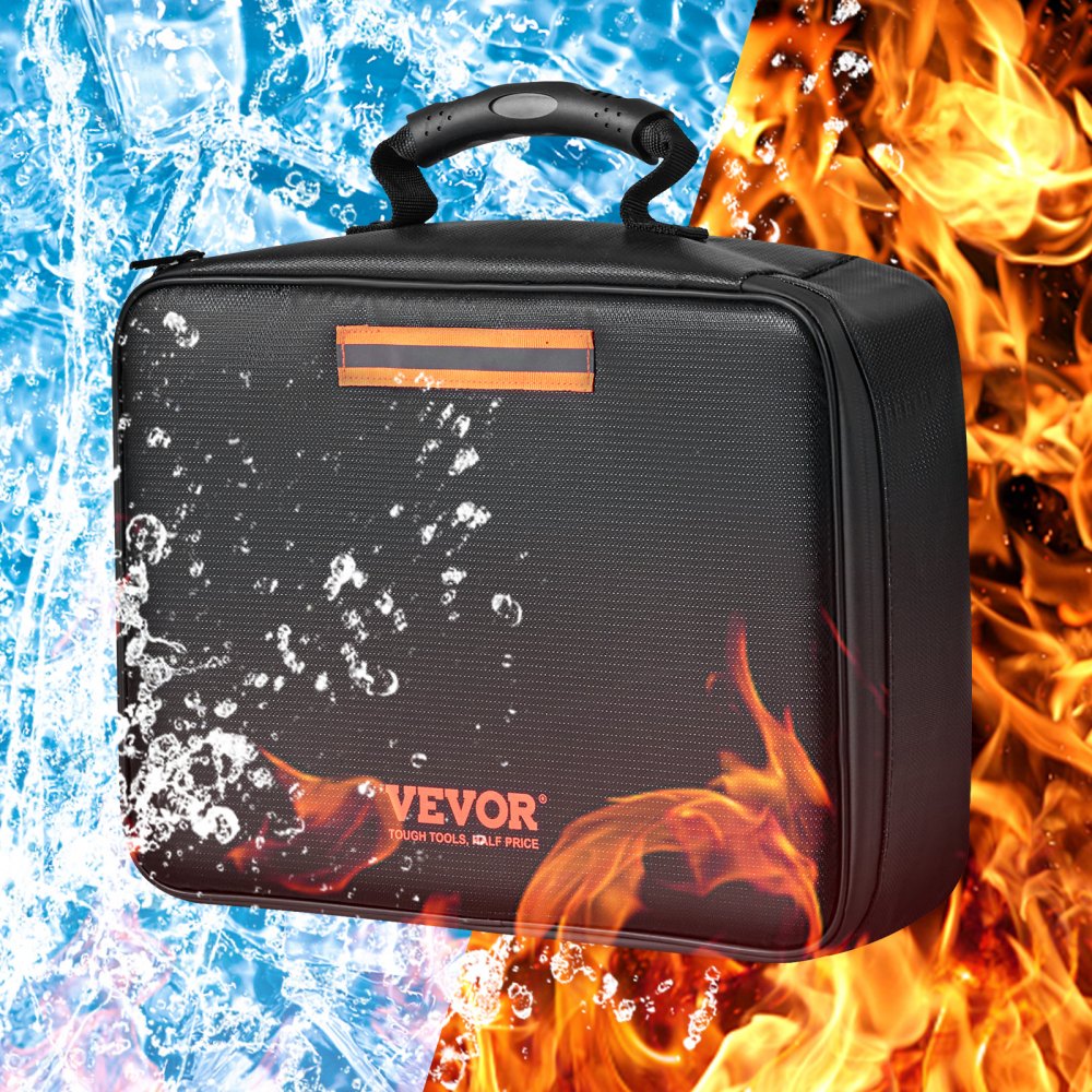 ODDTOOLS Fireproof Document Box, Fireproof Document Bag with Lock 2000℉, 3-layer Fireproof and Waterproof File Box 14.17x10.63x4.13 inch with Zipper, for Money, Documents, Jewelry and Passport
