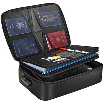 ODDTOOLS Fireproof Document Box, Fireproof Document Bag with Lock 2000℉, 3-layer Fireproof and Waterproof File Box 14.17x10.63x4.13 inch with Zipper, for Money, Documents, Jewelry and Passport