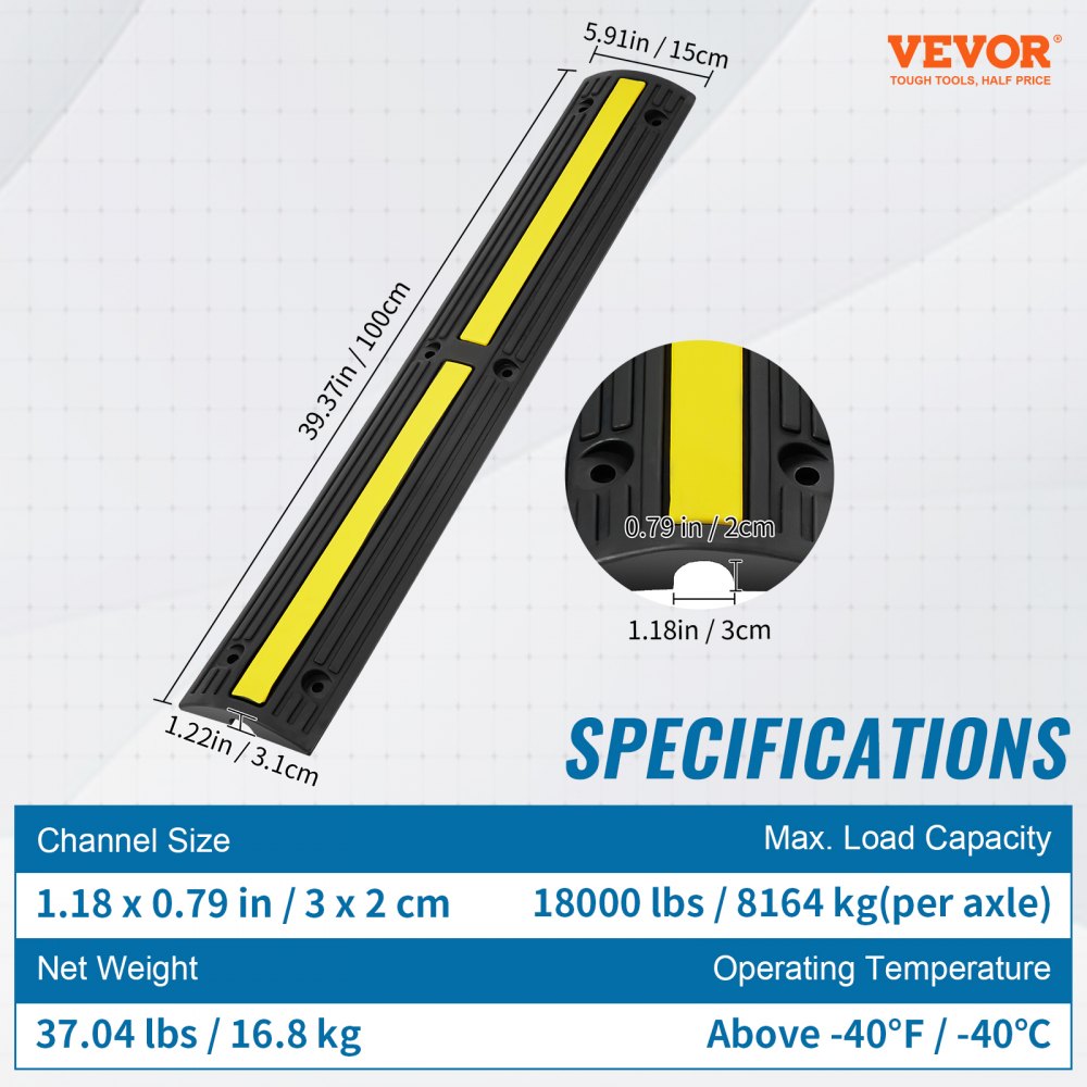 ODDTOOLS 4 PCs 39'' Cable Protector Ramp 18000 lbs Speed Bump Floor Cable Protector