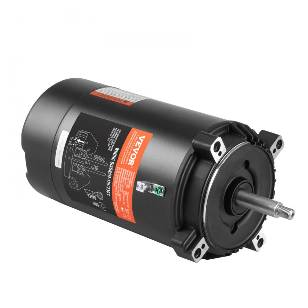 ODDTOOLS 0.75 HP Pool Pump Motor, 56J Frame, 115V(8 Amps)/230V(4 Amps) 3450 RPM, 60Hz, 1.5 Service Factor, 80μF/250V Capacitor, CCW Rotation Round Flange Replacement Motor