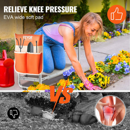 ODDTOOLS Garden Kneeler and Seat, 10" EVA Wide Pad, 330 lbs Load Capacity Foldable Garden Stool, Kneeling Bench for Gardening with Tool Bag, Gifts for Women, Grandparents, Seniors, Mom and Dad