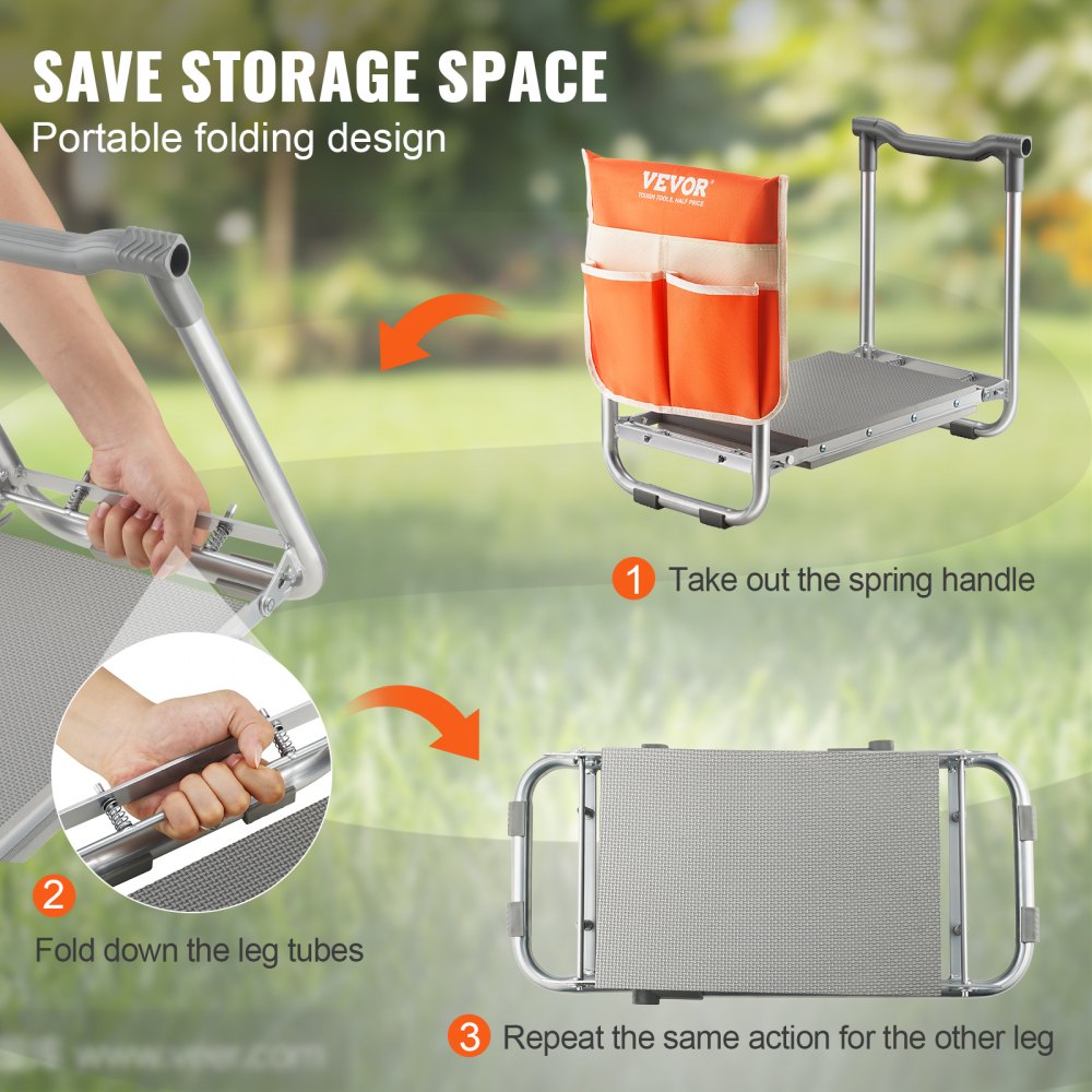 ODDTOOLS Garden Kneeler and Seat, 10" EVA Wide Pad, 330 lbs Load Capacity Foldable Garden Stool, Kneeling Bench for Gardening with Tool Bag, Gifts for Women, Grandparents, Seniors, Mom and Dad