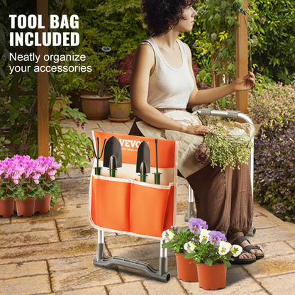 ODDTOOLS Garden Kneeler and Seat, 10" EVA Wide Pad, 330 lbs Load Capacity Foldable Garden Stool, Kneeling Bench for Gardening with Tool Bag, Gifts for Women, Grandparents, Seniors, Mom and Dad
