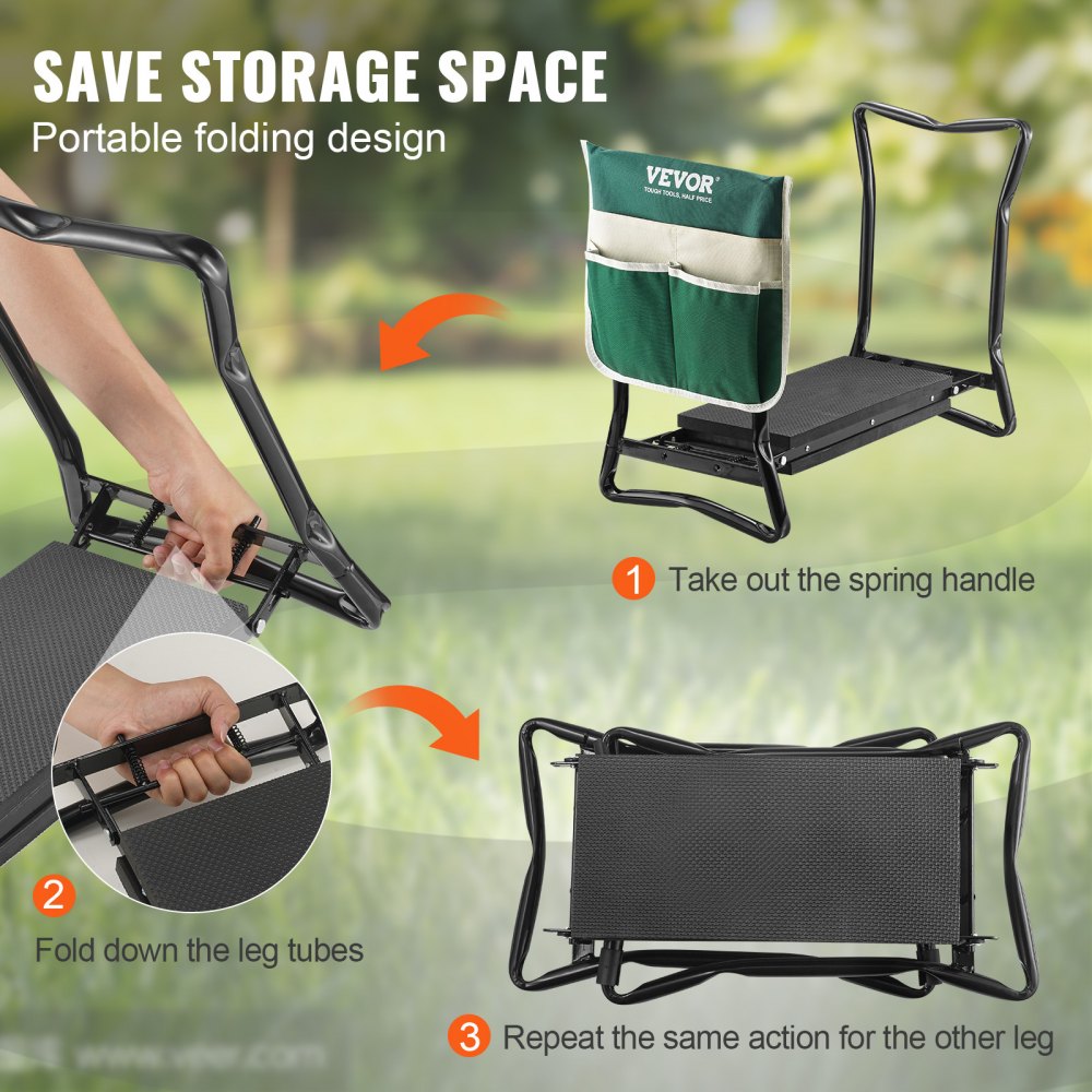 ODDTOOLS Garden Kneeler and Seat, 330 lbs Load Capacity, 8" EVA Wide Pad, Foldable Garden Stool, Kneeling Bench for Gardening with Tool Bag, Gifts for Women, Grandparents, Seniors, Mom and Dad