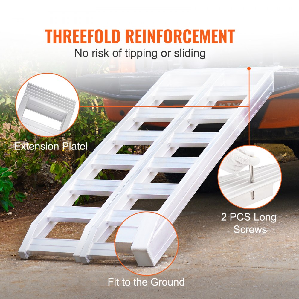 ODDTOOLS Aluminum Ramps, 8810 lbs, Heavy-duty Ramps with Top Hook Attaching End, Universal Loading Ramp for Motorcycle, Tractor, ATV/UTV, Trucks, Lawn Mower, 72